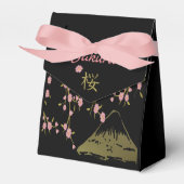 Roze Sakura Goud Zwart Japans Print Favor Box Bedankdoosjes (Voorkant Zijde)