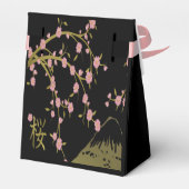 Roze Sakura Goud Zwart Japans Print Favor Box Bedankdoosjes (Achterkant)