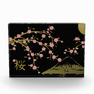 Roze Sakura Goud Zwart Japans scherm poster Fotoblokken