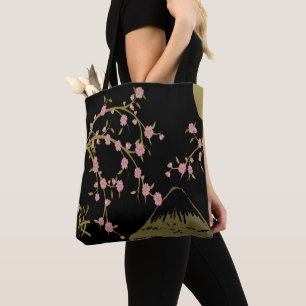 Roze Sakura Goud Zwart Japans Scherm Print Tas