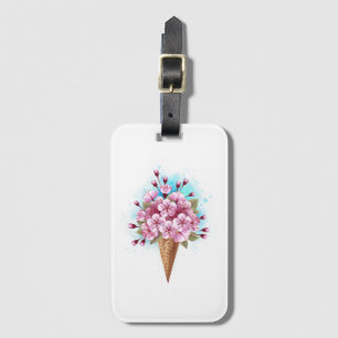 Roze Sakura Ice Cream Waffle Cone Bagagelabel