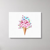 Roze Sakura Ice Cream Waffle Cone Canvas Afdruk (Voorkant)