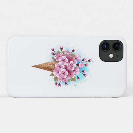 Roze Sakura Ice Cream Waffle Cone Case-Mate iPhone Case (Achterkant (horizontaal))
