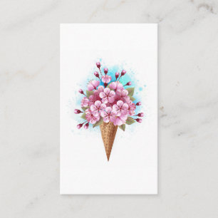 Roze Sakura Ice Cream Waffle Cone Contactkaartje