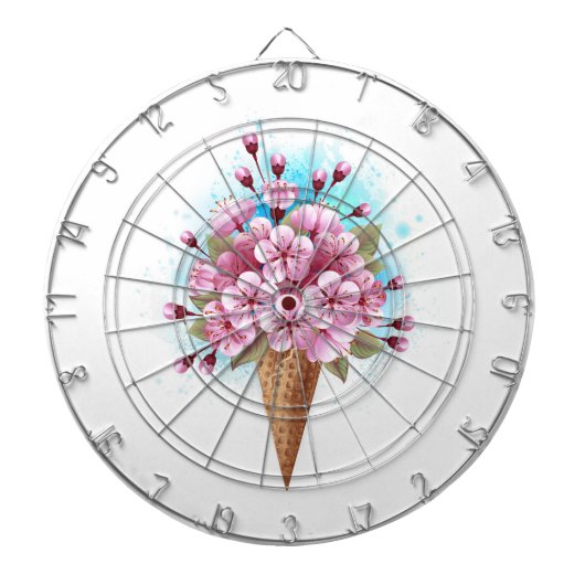 Roze Sakura Ice Cream Waffle Cone Dartbord (Voorkant)
