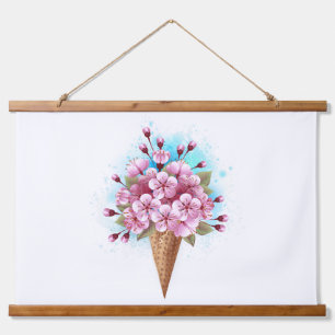 Roze Sakura Ice Cream Waffle Cone Hangend Wandkleed