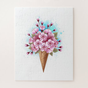 Roze Sakura Ice Cream Waffle Cone Legpuzzel