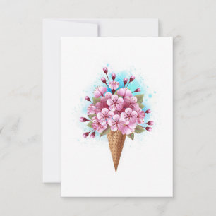 Roze Sakura Ice Cream Waffle Cone Save The Date