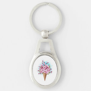 Roze Sakura Ice Cream Waffle Cone Sleutelhanger