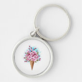 Roze Sakura Ice Cream Waffle Cone Sleutelhanger (Voorkant)