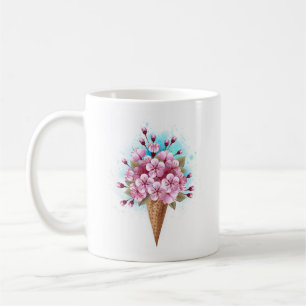 Roze Sakura Ijs Wafel Kegel Koffiemok