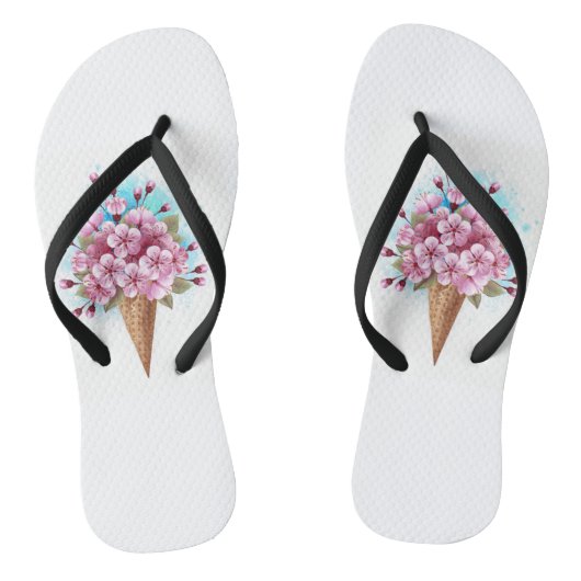 Roze Sakura Ijs Wafel Kegel Teenslippers (Voetbed)