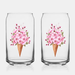 Roze Sakura Ijs Wafelhoorn Blikvorm Glas