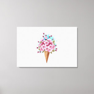 Roze Sakura Ijs Wafelhoorn Canvas Afdruk