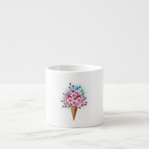 Roze Sakura Ijs Wafelhoorn Espresso Kop