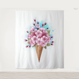 Roze Sakura Ijs Wafelhoorn Wandkleed