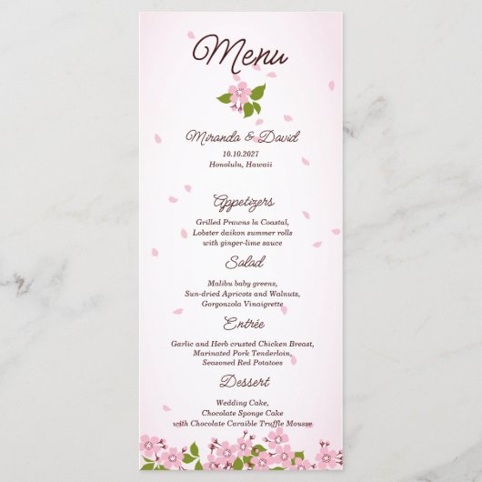 Roze Sakura Japanse Cherry Blossom Weddenschap Menu