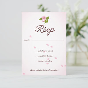 Roze Sakura Japanse Cherry Blossom Weddenschap RSVP Kaartje