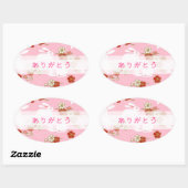 Roze sakura & konijnen "dank je" Ronde Stickers (Vel)