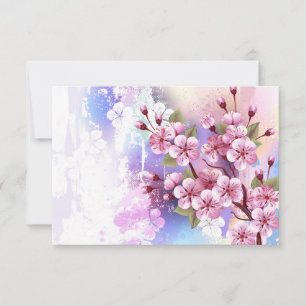Roze Sakura op geschilderde achtergrond Aankondiging