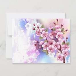 Roze Sakura op geschilderde achtergrond Advieskaart