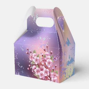 Roze Sakura op geschilderde achtergrond Bedankdoosjes