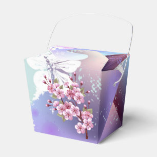 Roze Sakura op geschilderde achtergrond Bedankdoosjes