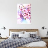 Roze Sakura op geschilderde achtergrond Canvas Afdruk (Insitu (Slaapkamer))
