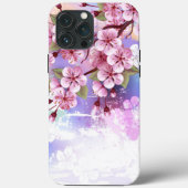 Roze Sakura op geschilderde achtergrond Case-Mate iPhone Case (Achterkant)