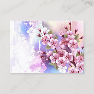 Roze Sakura op geschilderde achtergrond Contactkaartje