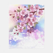 Roze Sakura op geschilderde achtergrond Fleece Deken (Voorkant)