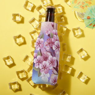 Roze Sakura op geschilderde achtergrond Flesjeskoeler