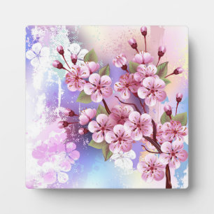 Roze Sakura op geschilderde achtergrond Fotoplaat
