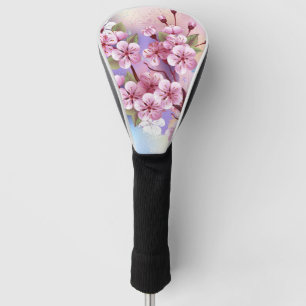 Roze Sakura op geschilderde achtergrond Golfheadcover
