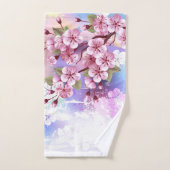 Roze Sakura op geschilderde achtergrond Handdoek (Handdoek)