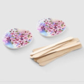 Roze Sakura op geschilderde achtergrond Handwaaier (Niet-gemonteerd)