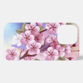 Roze Sakura op geschilderde achtergrond iPhone Hoesje (Achterkant horizontaal)