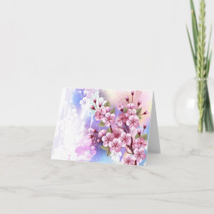 Roze Sakura op geschilderde achtergrond Kaart