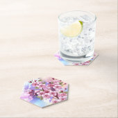 Roze Sakura op geschilderde achtergrond Kartonnen Onderzetters (Insitu)