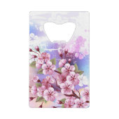 Roze Sakura op geschilderde achtergrond Kredietkaart Flessenopener (Voorkant)