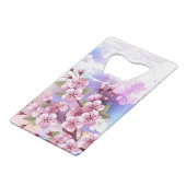 Roze Sakura op geschilderde achtergrond Kredietkaart Flessenopener (Voorkant Gekanteld)
