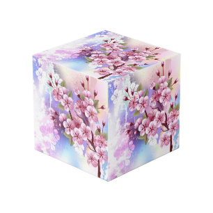 Roze Sakura op geschilderde achtergrond Kubus