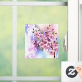 Roze Sakura op geschilderde achtergrond Raamsticker (Huis)