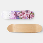 Roze Sakura op geschilderde achtergrond Skateboard (Horizontaal)