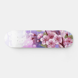 Roze Sakura op geschilderde achtergrond Skateboard