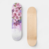 Roze Sakura op geschilderde achtergrond Skateboard (Voorkant)