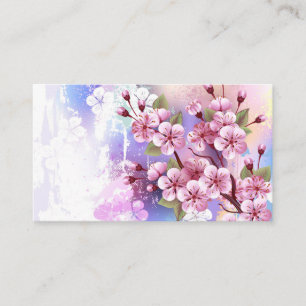 Roze Sakura op geschilderde achtergrond Visitekaartje