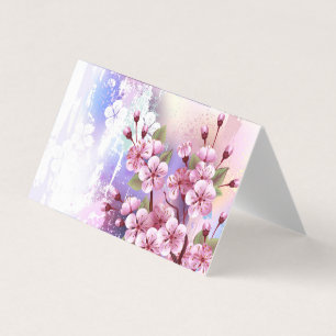 Roze Sakura op geschilderde achtergrond Visitekaartjes