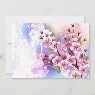 Roze Sakura op het schilderen Achtergrond Bedankkaart