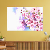 Roze Sakura op het schilderen Achtergrond Canvas Afdruk (Insitu (Woonkamer))